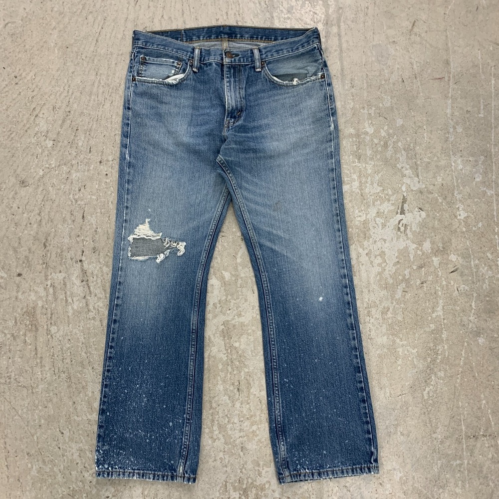 Levis Jeans‎ 34x30 Blue Pants Straight Distressed Splatter Grunge Skater Denim